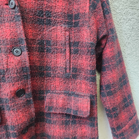 Vintage TASHA POLIZZI Women’s Shacket Medium Red Black Buffalo Plaid Outdoor USA - Picture 5 of 10